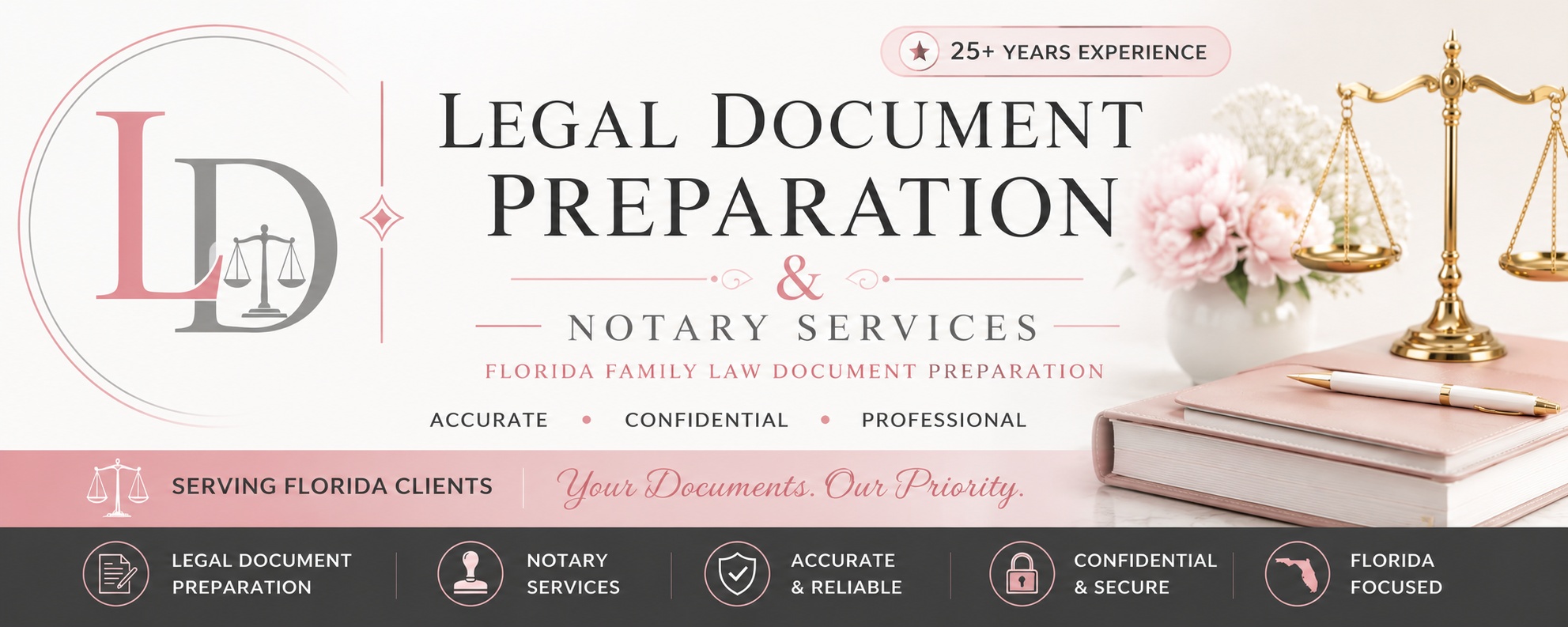 Legal Document Preparation and Notary Services — Florida family law document preparation and notary services. Accurate, confidential, professional. Serving Florida clients.